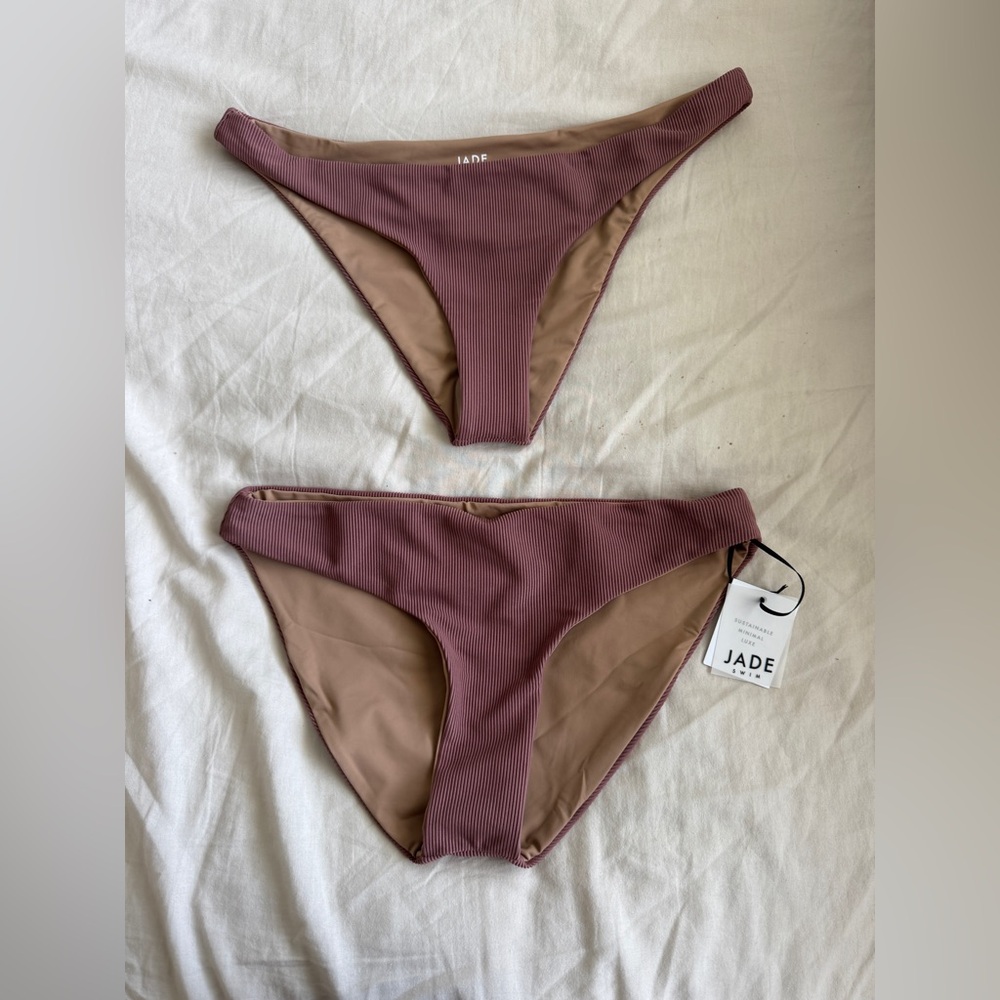 JADE SWIM Ribbed Mocha Bikini Bottoms